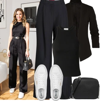 Outfit s Černá Pánské boty/Síťované tričko/Krátký top/Halenka Bez Rukávů/Krátký top/Pletený top/Tílko s ořezem about you x marie von behrens "Jarní outfit"