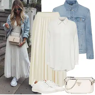 Outfit sa SvjetloPlava/Plava Kratka Traper Jakna VERO MODA "Jarní outfit"