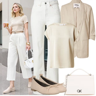 S Resicama Outfit sa Bež/Kaki/Smeđa/Bijela Nekategorizirano Only "Jarní outfit"