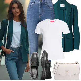Nadrozměrné Outfit s Černá Mokasín/Trotteur/Nízká bota na podpatku Only "Jarní outfit"Look: Lak, Moderní, Nadrozměrné, Premium, Punk