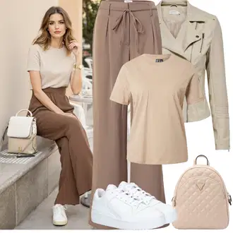 Outfit s Bílá Nízká Teniska/Úzká Teniska/Kožené Tenisky/Teniska na platformě Adidas Originals "Jarní outfit"