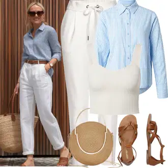 Outfit s Hnědá/Béžová Sandál S T Páskem/Vintage sandál/Páskový Sandál/Gladiátorská sandála/Římská sandála/Letní Bota About You "Jarní outfit"