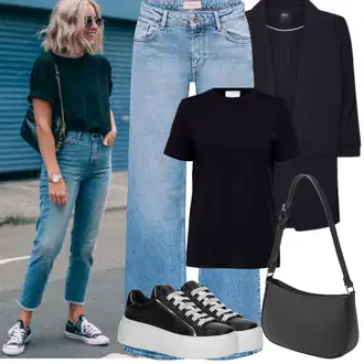Chic Rođendan Outfit sa Crna Only "Jarní outfit"Look: Rap, Ured, Chic, cool, Šik, Poslovni, Old Money, Korporativna zabava, Koncer, 40. rođendan, 60. rođendan, 30. rođendan, dan na plaži, Rođendan