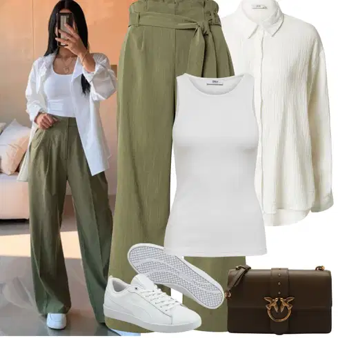 Kombinace Tmavě Zelená/Zelená/Khaki Culotte Kalhoty/Kalhoty s Vysokým Pasem/Marlene Kalhoty/Mušelínové Kalhoty/Palazzo Kalhoty/Kalhoty se Štěrbinou/Paperbag Kalhoty/Tradiční Kalhoty/Široká Kalhoty Only