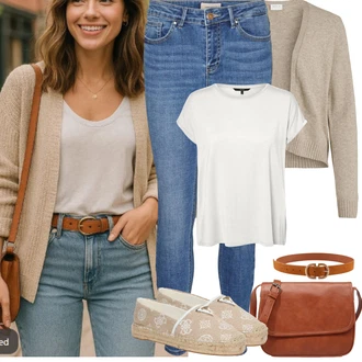 Denim/Traper Outfit sa Plava/Svjetloplava Traper Tajice/Skinny Hlače/Jeggings VERO MODA "Jarní outfit"