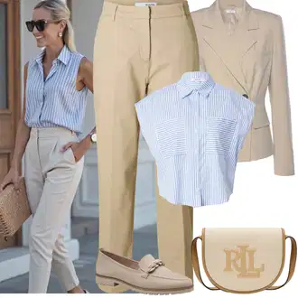 Prugasto Outfit sa Svjetloplava Bluza Veći Broj About You "Jarní outfit"