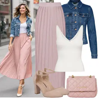 s gumbom Outfit sa Plava/Svjetloplava/Tamnoplava/Pastelne boje Kaput VERO MODA "Jarní outfit"