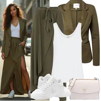 za srednje godine Outfit sa Tamnozelena/Kaki Nekategorizirano Object "Jarní outfit"Look: Rad, Traditional, Disko, Old Money, Romantičan, Vatrogasici, za srednje godine, Mom, Irski, Military, Elegantan