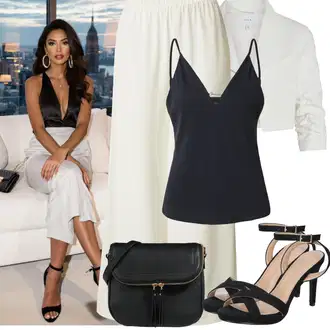 Outfit s Krémová/Bílá/Béžová/Khaki Pumpová Kalhoty/Široká Kalhoty/Mušelínové kalhoty/Navlékací Kalhoty/Marlene Kalhoty/Culotte Kalhoty/Slinky Kalhoty/Žerzejová Kalhoty/Tradiční Kalhoty/Palazzo Kalhoty about you x marie von behrens "Jarní outfit"
