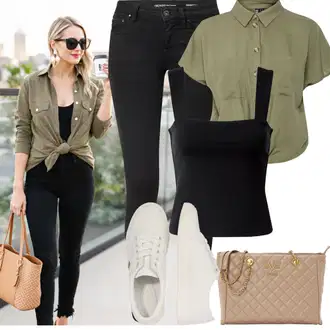 Outfit s Krémová/Světle modrá/Bílá Plátěná Teniska/Vintage Teniska/Teniska s dírkovaným vzorem/Teniska teddy/Nízká Teniska/Kožené Tenisky/Úzká Teniska/Letní Tenisky Polo Ralph Lauren "Jarní outfit"