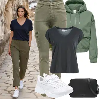 Festival Outfit sa Tamnozelena/Zeleno Sweater majica/Parka velike veličine Only, Crna/Svjetlosiva/Tamnoplava/Tamnosiva/Siva Majica I Top Veći Broj/Bluza Veći Broj/Tunika Vila "Jarní outfit"Look: Škola, Koncer, Festival, dan na plaži, Gala