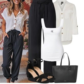 Zapínání na knoflíky Outfit s Šedá/Khaki/Bílá/Hnědá/Béžová/Světle zelená Tunikové Tričko/Halenka S 3/4 Rukávem/Blůza s nášivkou na lokti/Oversize Muselínová Blůza/Kožená bunda/Blůza s knoflíčkem Vero Moda Tall "Jarní outfit"