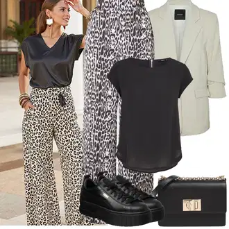 moderne Outfit sa Crna Bluza i Tunika/Bluza Veći Broj/Majica I Top Veći Broj Only "Jarní outfit"Look: Stil, moderne, 20-ih godina, Old Money, Besprijekorno