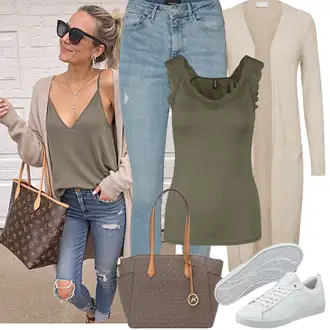 Ležerno Outfit sa Svjetloplava/Plava rupa hlača/Traper Tajice/Hlače s Prorezom/Jeggings/Skinny Hlače VERO MODA "Jarní outfit"Look: Stil, Rap, Old Money, Ležerno, moderne, Disko, cool, Prekrasan