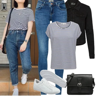 Comfort Outfit s Šedá/Krémová/Bílá Úzká Teniska/Kožené Tenisky/Nízká Teniska Puma "Jarní outfit"