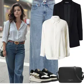 Zvonové kalhoty Outfit s Světle modrá Džíny Džín s Širokou Nohavicí/Džíny s Rozparkem/Vintage Džíny/Baggy Džíny/Džíny Volného Střihu/Džíny Culottes Only "Jarní outfit"