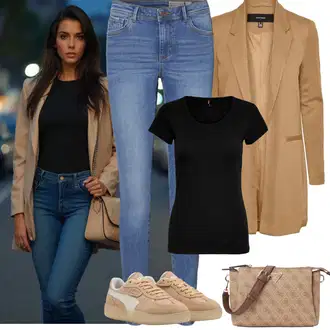 Outfit sa Plava/SvjetloPlava Traper Tajice/Jeggings/Skinny Hlače VERO MODA "Jarní outfit"