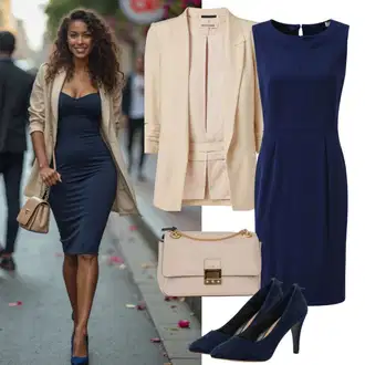 Koncert Outfit s Hnědá/Béžová/Khaki Bezrukávní Šaty Pull&Bear, Tmavě modrá/Černá Šaty Do Áčka/Šaty s Kapsou/Šaty po kolenu/Midi Šaty/Žerzejové Šaty/Šaty v Délce do Lýtka/Šaty S Odhalenými Rameny/Šaty Fit & Flare/Šaty Carmen About You, Hnědá/Béžová Velká taška/Obchodní Taška/Taška/Taška Přes Rameno/Taška Na Notebook/Taška Na Notebook/Kancelářská Taška/Brašna/Shopper taška/Sportovní Taška Přes Rameno/Taška Na Rameno Tamaris "Jarní outfit"Look: Den na pláži, Koncert, Škola, Divadlo, Bar, 60. narozeniny, Malle, Den matek