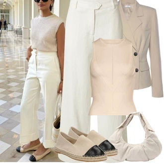 Outfit sa Bež/Krem espadrila/Espadrila sandala/Espadrila mula About You "Jarní outfit"