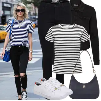 Dlouhý střih Outfit s Černá Jeggings/Skinny Kalhoty/Džínové Legíny/Tregíny Only "Jarní outfit"