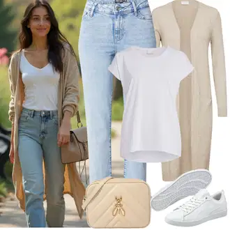 Četvrt rukavi Outfit sa Siva/Krem/Bijela Majica I Top Veći Broj/Bluza Veći Broj/Bluza i Tunika Tunika Vila "Jarní outfit"