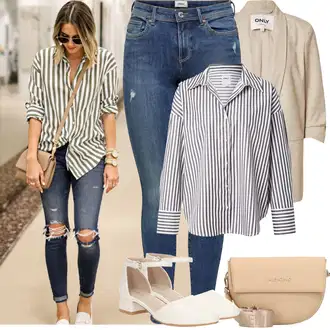 Léto Outfit s Modrá/Tmavě modrá/Světle modrá Kožená bunda/Navlékací džíny/Kožené bundy/Džíny s Nízkým Sedem/Džín s Nízkým Pasem/Džíny s Dírou/Džíny s Rozparkem/Push up Džín/Kožené Boty/Kotníková Bota Only "Jarní outfit"