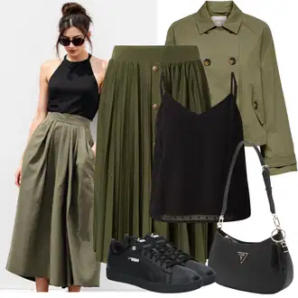 moderne Outfit sa Tamnozelena/Kaki/Zeleno Nekategorizirano Only "Jarní outfit"Look: Francuske, Radna odjeća, Vanjski, moderne, Prekrasan