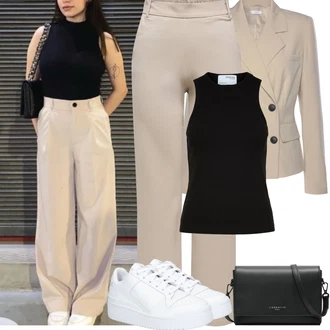 Rave Outfit s Bílá Nízká Teniska/Úzká Teniska/Kožené Tenisky/Teniska na platformě Adidas Originals "Jarní outfit"Look: Bar, Koncert, Rave, Škola, Svatba