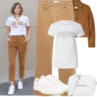 Dlouhé Outfit s Béžová/Hnědá/Khaki Rovná Džína/Formální Košile/Kožená Pánská Bund/Mom Jean/Džíny Volného Střihu/Vintage džíny/Zkrácené Džíny/Dad Džíny/Sweat Džíny/Zimní bunda/Girlfriend Džíny/Džín s Širokou Nohavicí/Džíny Culottes/Džíny s Rozparkem Mango, Bílá/Šedá/Krémová Pásková taška/Taška/Klasická Taška Přes Rameno/Dopisová peněženka/Malá Taška/Taška na telefon/Brašna/Sportovní Taška Přes Rameno Tommy Jeans "Jarní outfit"