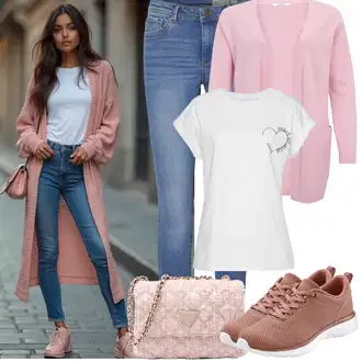 Ležerno Outfit sa Plava/Svjetloplava Traper Tajice/Jeggings/Skinny Hlače VERO MODA "Jarní outfit"Look: Stil, Rap, Ležerno, moderne, Disko, Prekrasan, cool, Old Money, Običan