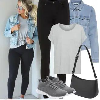 Džínovina Outfit s Světle modrá/Modrá Bunda Krátké Džínové Bundičky/Džínové Bund Only "Jarní outfit"