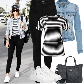 Outfit sa Crna/Tamnoplava Podstavljena Tajica/Tople Tajice/Neprozirna Tajica/Oblikovana Tajica/Sportska Tajica/Kožna Jakna/Tajice s Prorezom/Pletena Tajica/Pamučna Tajica Only "Jarní outfit"