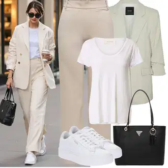 Boho Outfit sa Bijela/Pink/Krem Majica za plažu/Zamotana Majica/pletena košulja/Majica kratkih rukava/Tunika za Plažu/Ležerna majica/Otmjena majica/majica za spavanje/Top za plažu/Obični top/Majica/Muške tenisice za trčanje/Duga košulja american vintage "Jarní outfit"Look: Vintage, Mom, Prekrasan, Babydoll, Sveučilišna, Boho