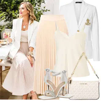 Kombinacije za proljeće teplý sa Bež/Bijela MICHAEL Michael Kors "Jarní outfit"