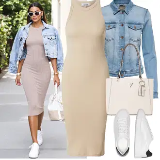 moderne Outfit sa Krem/Crna/Bijela Tanka tenisica/Niska Tenisica/Kožna tenisica/Tenisice s patentnim zatvaračem sa strane/Tenisica s platformom Only "Jarní outfit"Look: Boja, moderne, Chic, Sportski, Unisex