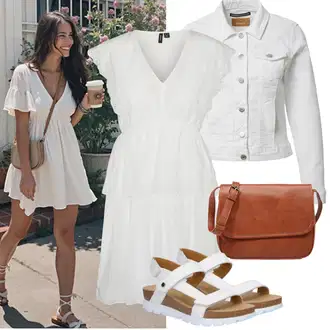 Outfit sa Krem/Siva/Bijela Kaput Only "Jarní outfit"