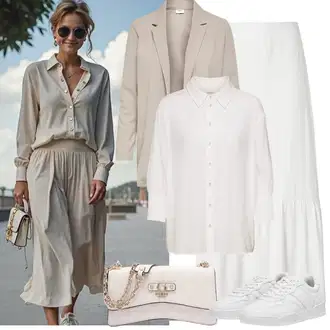 Outfit s Bílá/Krémová Italská Sukně/Dlouhá Sukně/Vintage Sukně maxi/Mačkaná Sukně/Maxi Sukně/Slavnostní Maxi Sukně/Svatební Sukně/Křesťanská Sukně JdY "Jarní outfit"