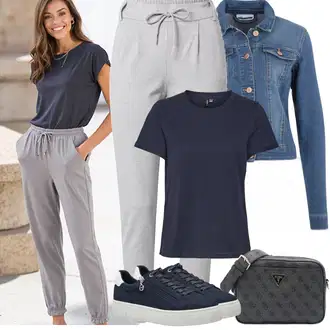Outfit s Světle modrá/Modrá/Tmavě modrá Džínové Bund/Krátké Džínové Bundičky Noisy may "Jarní outfit"