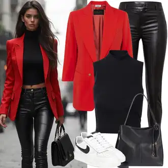 Narozeniny Outfit s Hnědá/Červená/Fialová/Růžová Oversize Sako/Dlouhý Sako/Blůzové Sako/Boyfriend Sako/Elegantní Sako Only "Jarní outfity"Look: Bar, Koncert, 60. narozeniny, Matriční Úřad, Škola, Zvláštní příležitosti, Narozeniny, 70. narozeniny