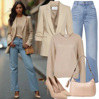 Outfit s Béžová/Hnědá/Bílá Lodička s vysokým nártem/Lodička s T-páskem/Lodička S Páskem/Lodička Slingback/Boty Mary Jane/Bota Na Podpatku/Lodička na Vysokém Podpatku/Lodička S Páskem bershka "Kancelářský outfit"