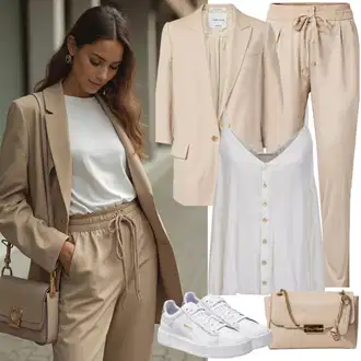 s gumbom Outfit sa Bež/Smeđa/Kaki Odijelo aware "Lijepa odjeća"