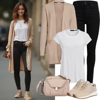 Old Money Outfit sa Crna Traperice Kožna Jakna/Bikerske Traperice/High Waist Traperice/Push-up Traperice/Kožne Cipele/Termo Traperice/Zimska jakna ONLY Carmakoma "Lijepa odjeća za slobodno vrijeme"Look: Rap, Stil, cool, Besprijekorno, Običan, Old Money, Vanjski