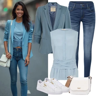 Outfit sa Siva/Bež/Bijela Niska Tenisica/Tenisica s platformom Puma "Ljetni izgled za modne žene"