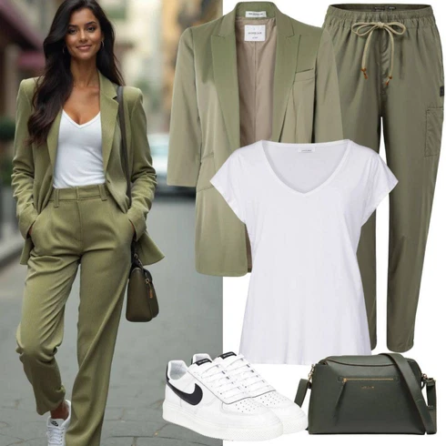 Kombinace Zelená/Tmavě Zelená Ležérní Kalhoty/Paperbag Kalhoty/Bengaline Kalhoty/Mušelínové Kalhoty/Chinos VERO MODA