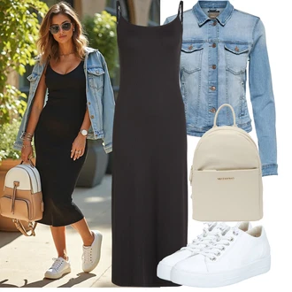 Koncer Outfit sa Svjetloplava/Plava Kaput/Bluza Veći Broj Only, Krem/Bijela Tenisice s patentnim zatvaračem sa strane/Tanka tenisica/Platnena tenisica/Kožna tenisica/Niska Tenisica Paul Green "Odličan za slobodno vrijeme"Look: dan na plaži, Koncer, Brvnare, Škola, Vjenčanje, Potvrda