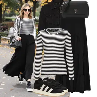 moderne Outfit sa Crna/Tamnoplava Nekategorizirano Noisy may "Odličan za slobodno vrijeme"Look: Rap, Radna odjeća, 90-ich, Sveučilišna, moderne, cool, Prekrasan