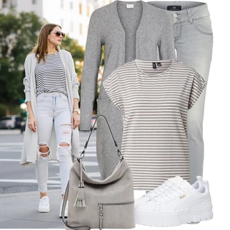 Nevěsta Outfit s Šedá/Bílá Teniska na platformě/Nízká Teniska Puma "Skvělý pro volný čas"