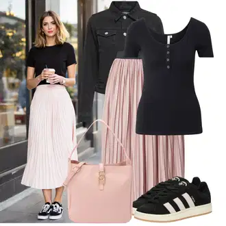 s gumbom Outfit sa Crna/Plava/Tamnoplava Majica I Top Veći Broj/Bluza Veći Broj Pieces "Odličan za slobodno vrijeme"