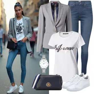 Outfit sa Siva/Bež/Bijela Obuća Niska Tenisica/Tenisica s platformom Puma "Modna proljetna odjeća"