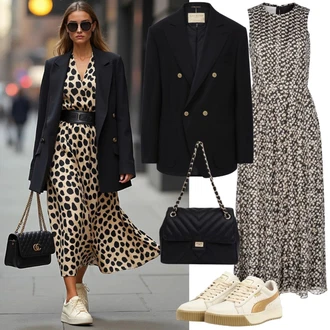 Výstřih kolem krku Outfit s Černá/Hnědá Šaty Fit & Flare/Šaty Do Áčka/Mini Šaty/Skater šaty/Zavinovací Šaty/Šaty S Potiskem/Letní Šaty/Šaty s Kapsou/Šaty Niki/Šaty Bez Rukávů/Šaty na Podzim Only "Módní jarní outfit"